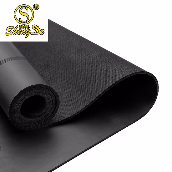 Atacado de alta qualidade ecologicamente correto base de borracha de árvore natural preto impressão de selo de ouro PU alinhamento esteira de ioga