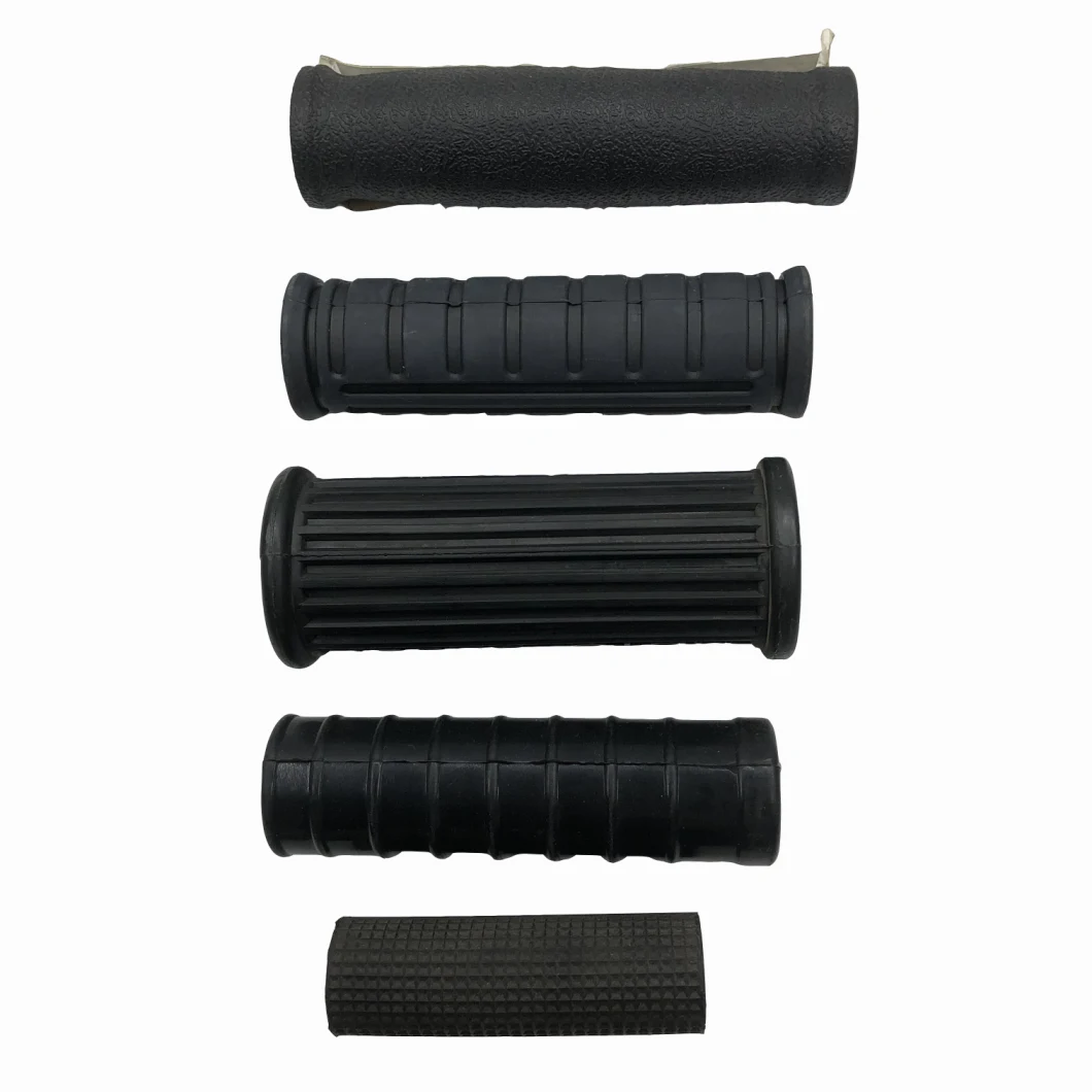 Custom Molded Black Silicone Rubber Handle/Flexible Rubber Hand Grips with Embossed Pattern