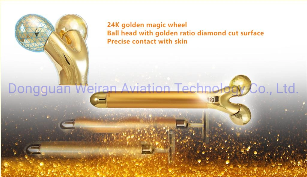 Gift 24K Gold Energy Beauty Stick 3D Facial Vibration Face Massage Stick Anti Aging Skin CNC Machined Part