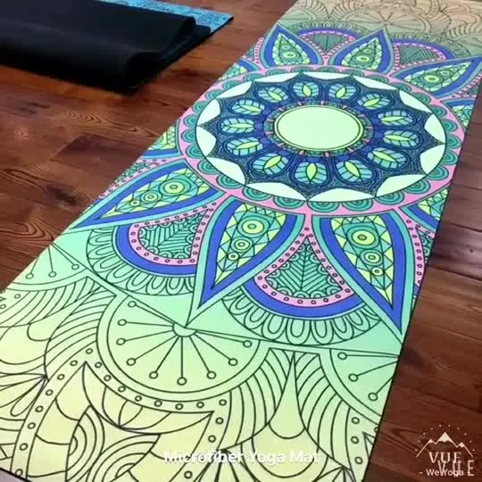 Tapete de yoga de camurça vegana antiderrapante personalizado mandala estampa UV com logotipo