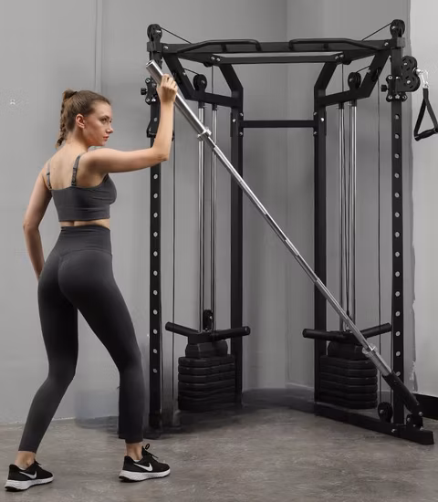 Treinador multifuncional comercial para academia em casa Treinador multifuncional com cabo Crossover Squat Power Rack Treinamento All in One Trainer Gym Smith Machine Gym Equipment